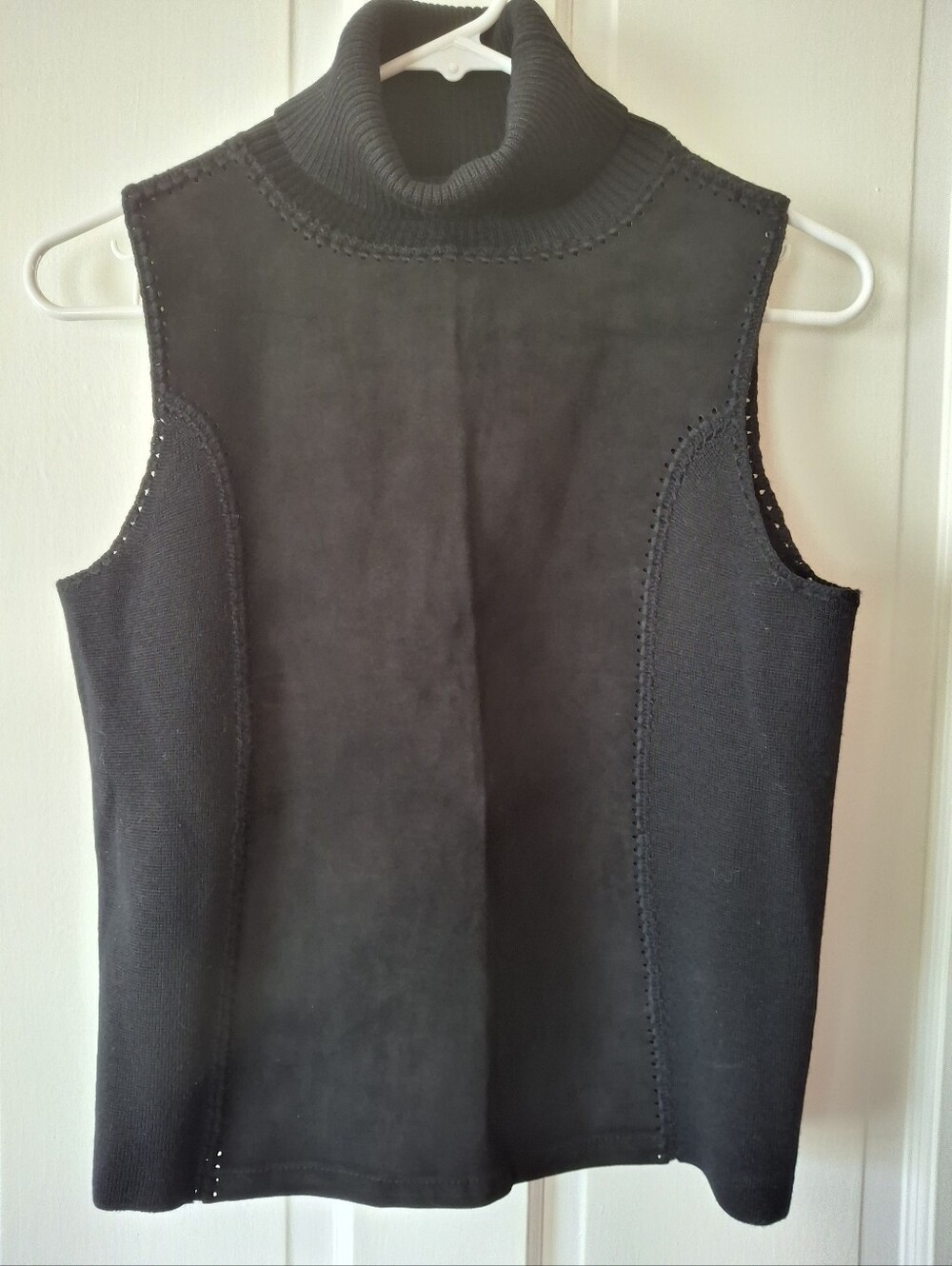 Vintage 90s DKNY Sleeveless Suede Rib Sweater Size M